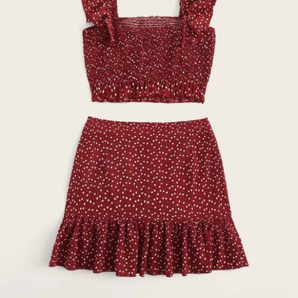 Ruffle Trim Crop Cami Top set